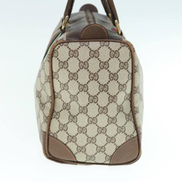 GUCCI GG Supreme Web Sherry Line Hand Bag PVC Leather Beige Red Green Auth 62953 - Picture 4 of 16